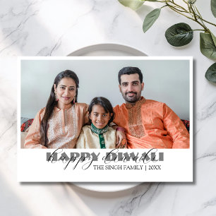 Weißes modernes Foto Frohes Diwali Grußkarte Feiertagskarte