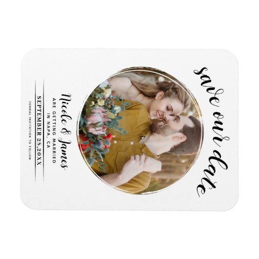 Weißes modernes Foto Save the Date Magnet (Horizontal)