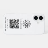 Weißes modernes Geschäftslogo & QR-Code-Promotion iPhone 16 Hülle (Rückseite (Horizontal))