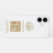 Weißes modernes Geschäftslogo & QR-Code-Promotion iPhone 16 Hülle (Rückseite (Horizontal))