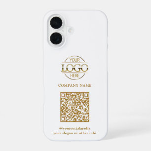 Weißes modernes Geschäftslogo & QR-Code-Promotion iPhone 16 Hülle