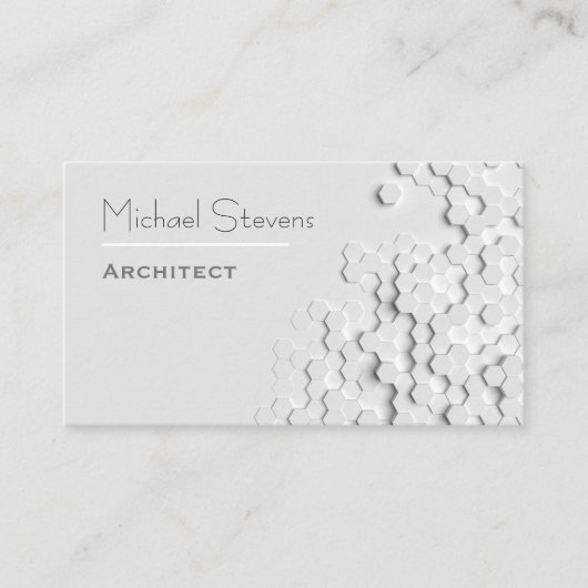 Weißes modernes Gitter-Hexagon beruflich Visitenkarte (Vorderseite)