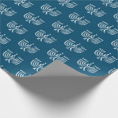 Weißes, modernes Menorah Wrapping Paper Geschenkpapier (Ecke)