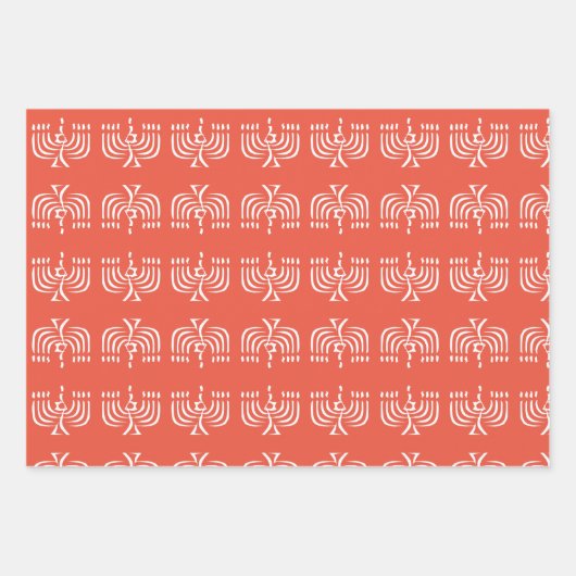 Weißes, modernes Menorah Wrapping Paper Sheets Geschenkpapier Set (Vorderseite 2)