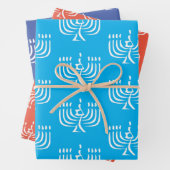Weißes, modernes Menorah Wrapping Paper Sheets Geschenkpapier Set (Beispiel)