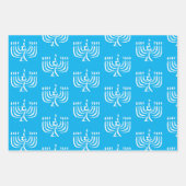 Weißes, modernes Menorah Wrapping Paper Sheets Geschenkpapier Set (Vorderseite)