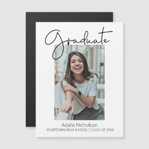 Weißes modernes minimalistisches Abschlussfoto Magnetkarte