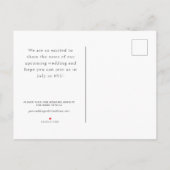 Weißes modernes Minimalistisches Foto Save the Dat Ankündigungspostkarte (Rückseite)