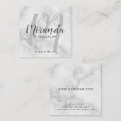 Weißes modernes Skript-Marmorierungmonogramm und Quadratische Visitenkarte (Vorne/Hinten)