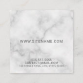 Weißes modernes Skript-Marmorierungmonogramm und Quadratische Visitenkarte (Rückseite)