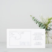 Weißes modernes Tauben-Baby-kundenspezifisches Dankeskarte (Stehend Vorderseite)
