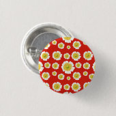 Weißes Mohnblumen-Design auf Knopf Button (Vorne & Hinten)