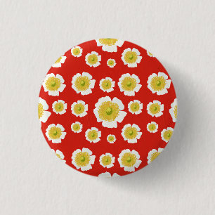 Weißes Mohnblumen-Design auf Knopf Button