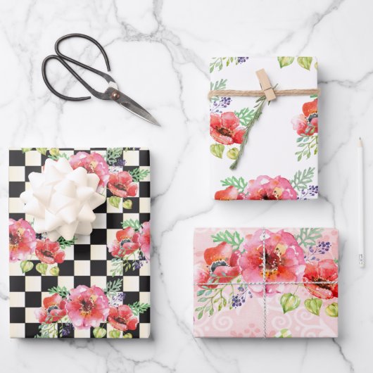Weißes Mohnwabpapier, Set 3 Geschenkpapier Set (Vorderseite)