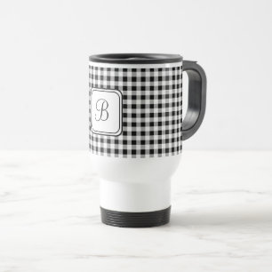 Weißes Monogramm, Buffalo-Karo, rostfreier Stahl Reisebecher