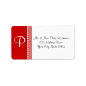 Weißes Monogramm Herz mit veränderbarer Farbe Adressaufkleber (Vorne)