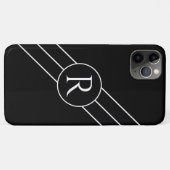 Weißes Monogramm in Circle, Diagonallinien Schwarz Case-Mate iPhone Hülle (Rückseite (Horizontal))