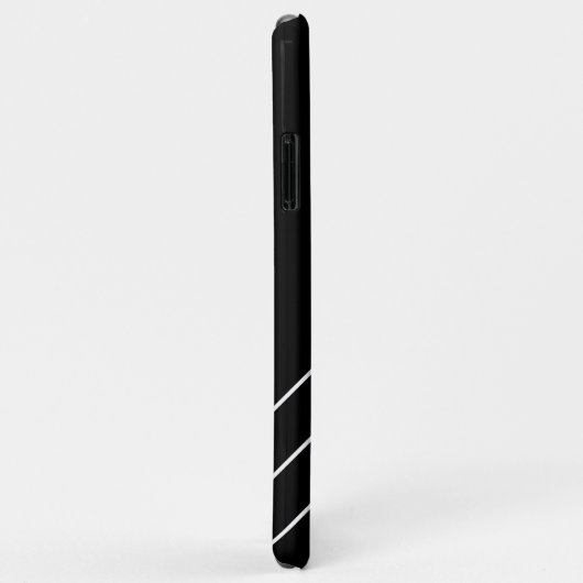 Weißes Monogramm in Circle, Diagonallinien Schwarz Case-Mate iPhone Hülle (Hinten/Rechts)