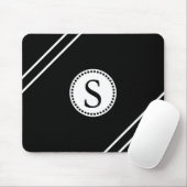 Weißes Monogramm mit Schwarz-Weiß-Streifen Mousepad (Mit Mouse)