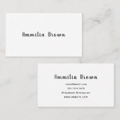 Weißes Monogramm | Modernes Minimalistisches Skrip Visitenkarte (Vorne/Hinten)