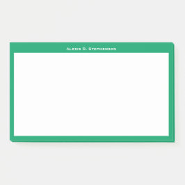 Weißes Monogramm oder Name an der grünen Grenze de Post-it Klebezettel