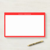 Weißes Monogramm oder Name an der roten Grenze Post-it Klebezettel (Auf Schreibtisch)