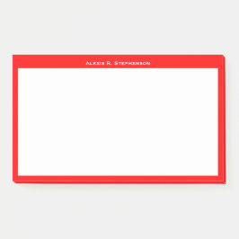 Weißes Monogramm oder Name an der roten Grenze Post-it Klebezettel