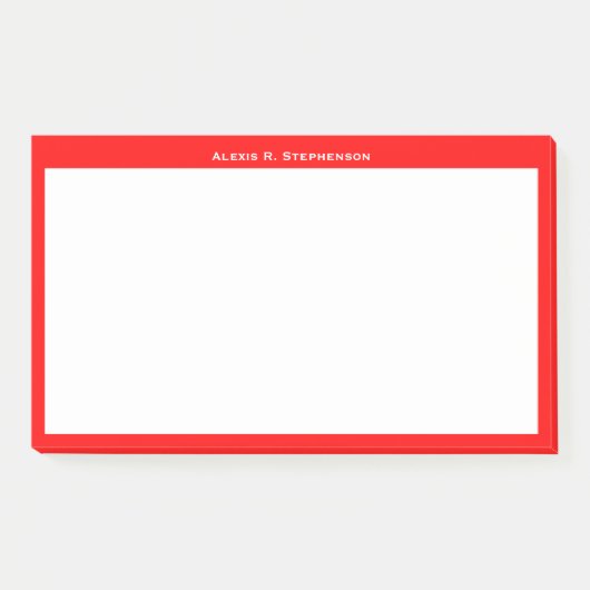 Weißes Monogramm oder Name an der roten Grenze Post-it Klebezettel (Vorderseite)