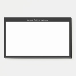 Weißes Monogramm oder Name an der schwarzen Grenze Post-it Klebezettel