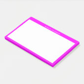 Weißes Monogramm oder Name auf Magenta Pink Border Post-it Klebezettel (angewinkelt)