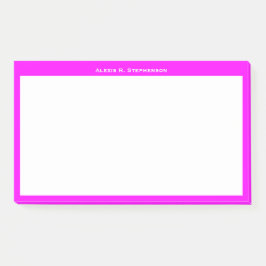 Weißes Monogramm oder Name auf Magenta Pink Border Post-it Klebezettel