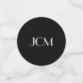 Weißes Monogramm oder Name auf schwarz Konfetti (Klein Vorderseite)