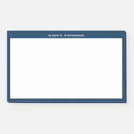 Weißes Monogramm oder Name für die blaue Grenze de Post-it Klebezettel