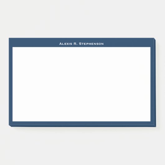 Weißes Monogramm oder Name für die blaue Grenze de Post-it Klebezettel (Vorderseite)