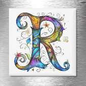 Weißes Monogramm R Magnet