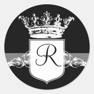 Weißes Monogramm Runder Aufkleber