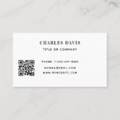 Weißes Monogramm-Zeichen, Qr-Code-Logo Visitenkarte (Rückseite)