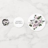 Weißes Moody-Anemone und Lila Brautparty Konfetti (Rückseiten)