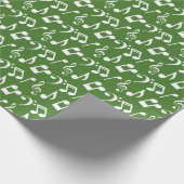 Weißes Musiknoten - Grünbuch Geschenkpapier (Ecke)
