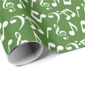 Weißes Musiknoten - Grünbuch Geschenkpapier (Rolleneckpunkt)