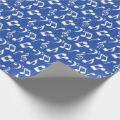 Weißes Musiknoten - Papier - blau Geschenkpapier (Ecke)