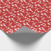 Weißes Musiknoten Papier - Rot Geschenkpapier (Ecke)
