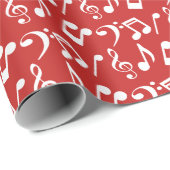 Weißes Musiknoten Papier - Rot Geschenkpapier (Rolleneckpunkt)
