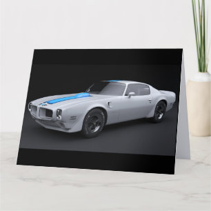 WEIßES MUSKEL-AUTO VINTAGE-GEBURTSTAGSKARTE DANKESKARTE