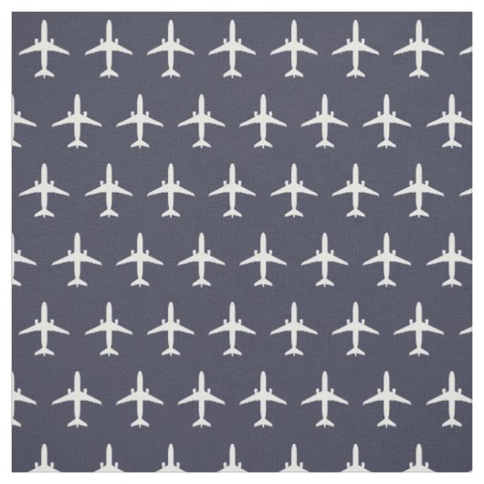 Weißes Muster des E175-Jet-Flugzeugs auf Navy Blue Stoff (Muster)