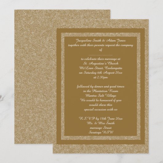 Weißes Muster Elegante Hochzeit Einladung (Vorne/Hinten)