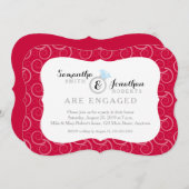 Weißes Muster für die Red Engagement Party Einladung (Vorne/Hinten)