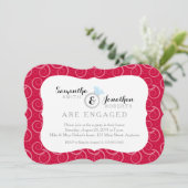 Weißes Muster für die Red Engagement Party Einladung (Stehend Vorderseite)