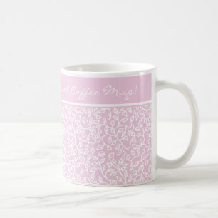 Weißes Müttermuster, blassrosa Blätter Kaffeetasse