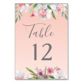 Weißes Narcissur auf Apricot Pink Tischnummer (Vorderseite)